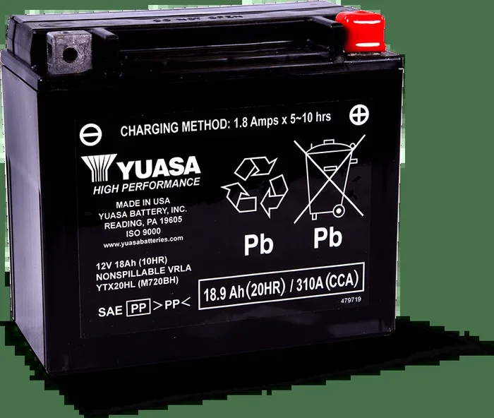 Yuasa YTX20HL Maintenance Free AGM 12 Volt Battery