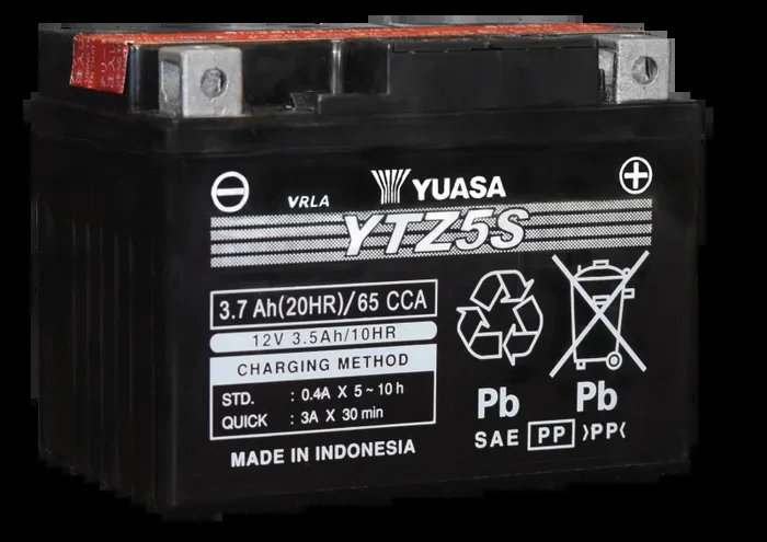 Yuasa YTZ5S-BS Maintenance Free AGM 12-Volt Battery w/Bottle3.7 lb